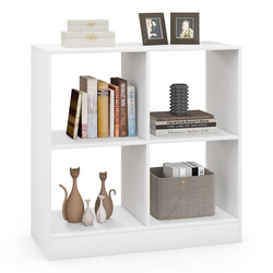 Vitt träbokhylla med 4 kuber och tippskydd för mångsidig förvaring 73 x 33 x 73 cm