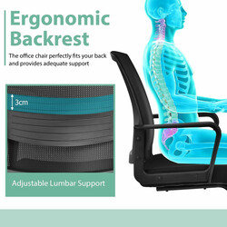 2-pack ergonomiska kontorsstolar med nätryggstöd, justerbart ländryggsstöd, svart, 136 kg kapacitet