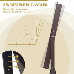 Smyckeskåp med helkroppsspegel, LED-belysning och låsbar dörr i brun MDF