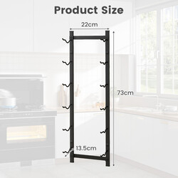 Vinställ väggmonterat för 6 flaskor i svart metall 22x13,5x73 cm