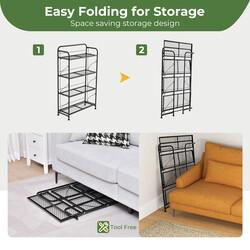 Hopfällbar 4-nivå metall växtställning med justerbar hylla, bärkapacitet upp till 40 kg