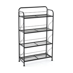 Hopfällbar 4-nivå metall växtställning med justerbar hylla, bärkapacitet upp till 40 kg