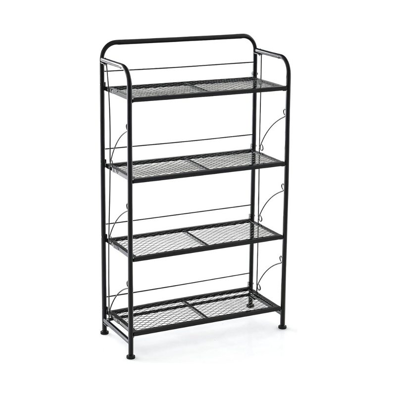 Hopfällbar 4-nivå metall växtställning med justerbar hylla, bärkapacitet upp till 40 kg