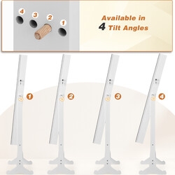 Justerbart smyckeskåp med helkroppsspegel och LED-belysning i vit färg