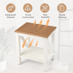 Duschbänk med förvaring, vattentät badrumsbänk, ergonomisk och stabil, vit, 150 kg kapacitet