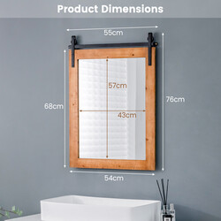 Rektangulär väggspegel med träram och metallfäste rustik design 76 x 56 cm brun