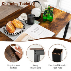 Matgrupp med 2 bänkar för 4 personer, kaffefärgad och svart, platsbesparande design