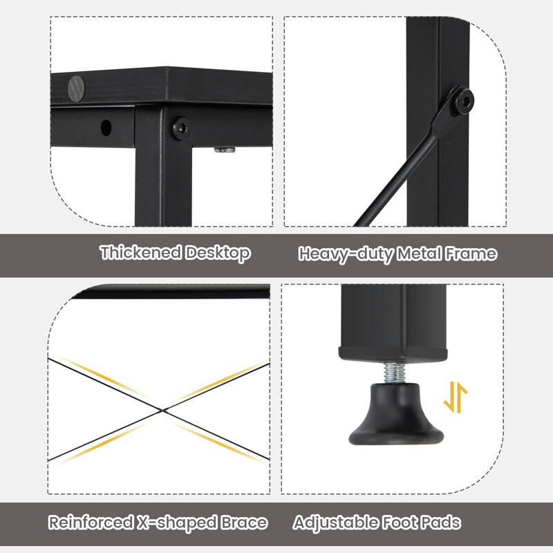 L-format skrivbord med justerbar förvaring och hållbar konstruktion, svart 120 x 88 x 74,5 cm