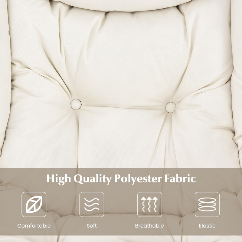 Fåtölj med fotpall och armstöd samt sidoficka och fotstöd i beige