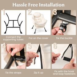 Fåtölj med fotpall och armstöd samt sidoficka och fotstöd i beige