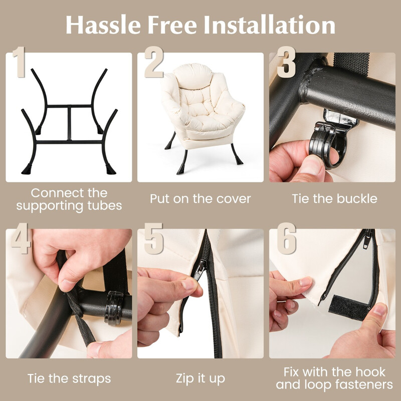 Fåtölj med fotpall och armstöd samt sidoficka och fotstöd i beige