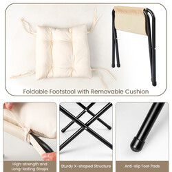 Fåtölj med fotpall och armstöd samt sidoficka och fotstöd i beige