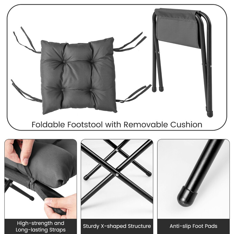 Fåtölj med fotpall och armstöd i grått med sidoficka och fotstöd