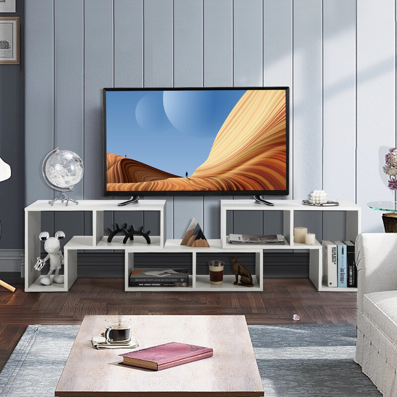 Tv-bänk i trä för tv upp till 165 cm med flexibel design och förvaring