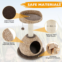Kattklätterträd med håla och naturligt sisal, handgjord korg, 48 x 70,5 cm