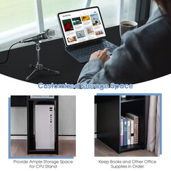 Skrivbord i trä med låda och hyllor, svart, 102 x 50 x 82 cm