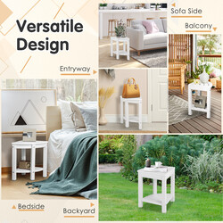 Hörnduschpall med förvaringshylla i vit HDPE-plast, halkfri och platsbesparande design