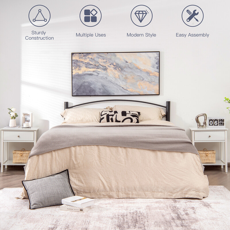 2-pack vita sängbord med låda och hylla för sovrum eller vardagsrum