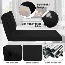 Svart 3-i-1 klappsoffa med justerbart ryggstöd och ergonomisk design