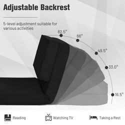 Svart 3-i-1 klappsoffa med justerbart ryggstöd och ergonomisk design
