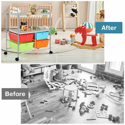 Färgglad rullvagn med 4 lådor och metallram för hem och kontor