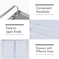 Rullvagn med 12 stapelbara lådor och metallram för flexibel förvaring