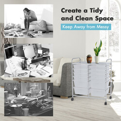 Rullvagn med 12 stapelbara lådor och metallram för flexibel förvaring