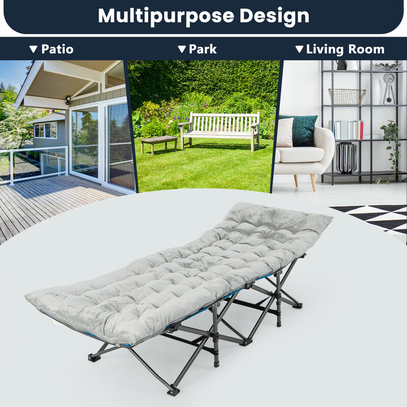 Bekväm grå loungedyna 190x70 cm med fästband för inom- och utomhusbruk