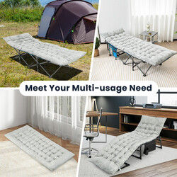 Bekväm grå loungedyna 190x70 cm med fästband för inom- och utomhusbruk