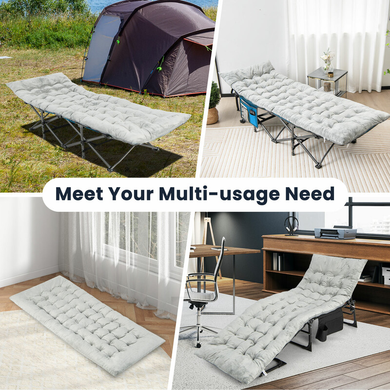 Bekväm grå loungedyna 190x70 cm med fästband för inom- och utomhusbruk