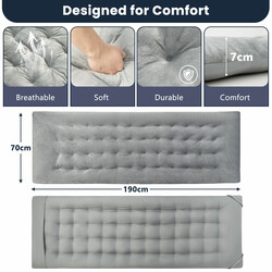 Bekväm grå loungedyna 190x70 cm med fästband för inom- och utomhusbruk