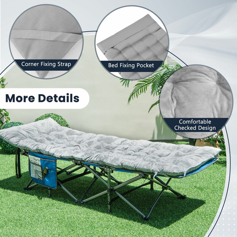 Bekväm grå loungedyna 190x70 cm med fästband för inom- och utomhusbruk