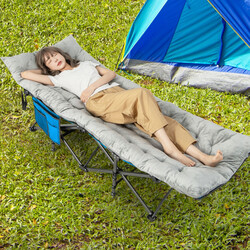 Bekväm grå loungedyna 190x70 cm med fästband för inom- och utomhusbruk