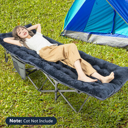 Blå vilstolsdyna 190x70 cm i kristallvelvet med fästanordningar för utomhusbruk