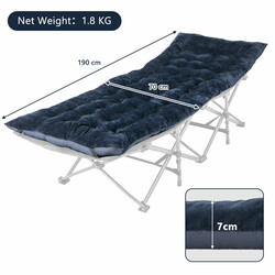 Blå vilstolsdyna 190x70 cm i kristallvelvet med fästanordningar för utomhusbruk