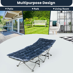 Blå vilstolsdyna 190x70 cm i kristallvelvet med fästanordningar för utomhusbruk