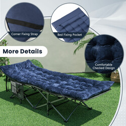 Blå vilstolsdyna 190x70 cm i kristallvelvet med fästanordningar för utomhusbruk