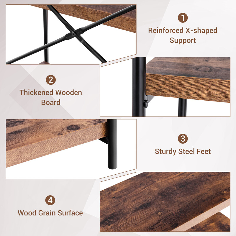 Bokhylla med 5 hyllplan och metallram i industriell design för hem och kontor