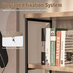 Bokhylla med 5 plan och metallram i industriell design för hem och kontor grå