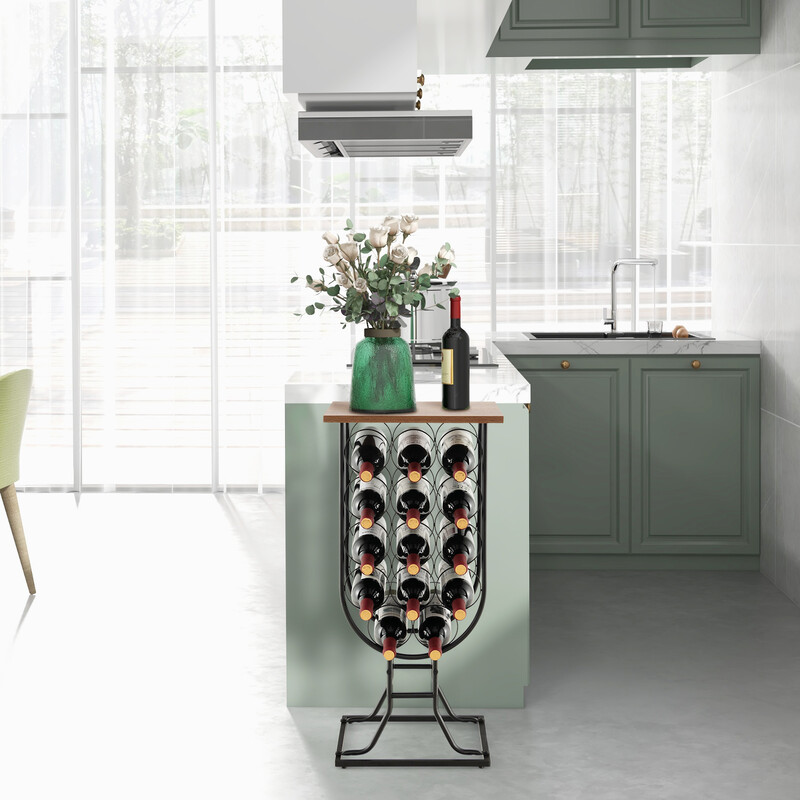 Vinställ för 14 flaskor med avtagbara hjul och hållbar konstruktion 38 x 30 x 82 cm