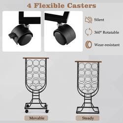 Vinställ för 14 flaskor med avtagbara hjul och hållbar konstruktion 38 x 30 x 82 cm
