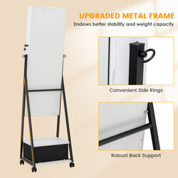 Smyckeskåp och make-up-organizer med helkroppsspegel, vit, 42 x 38 x 157 cm