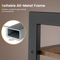 Bokhylla med fyra nivåer och metallram i rustik brun design