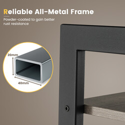 Bokhylla med fyra nivåer och metallram i grå ek för stabil och modern förvaring