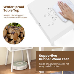 Sängbord med 2 lådor i trä, vit, 40 x 40 x 59,5 cm