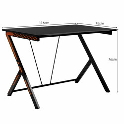 Ergonomiskt gamingbord 116 cm med justerbara fötter och stabil r-formad konstruktion svart