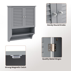 Väggskåp hängande medicinskåp med lamelldörrar grå 58 x 22 x 75 cm