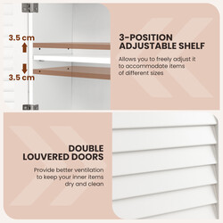 Väggskåp hängande medicinskåp med lamelldörrar och justerbar hylla 58 x 22 x 75 cm vit