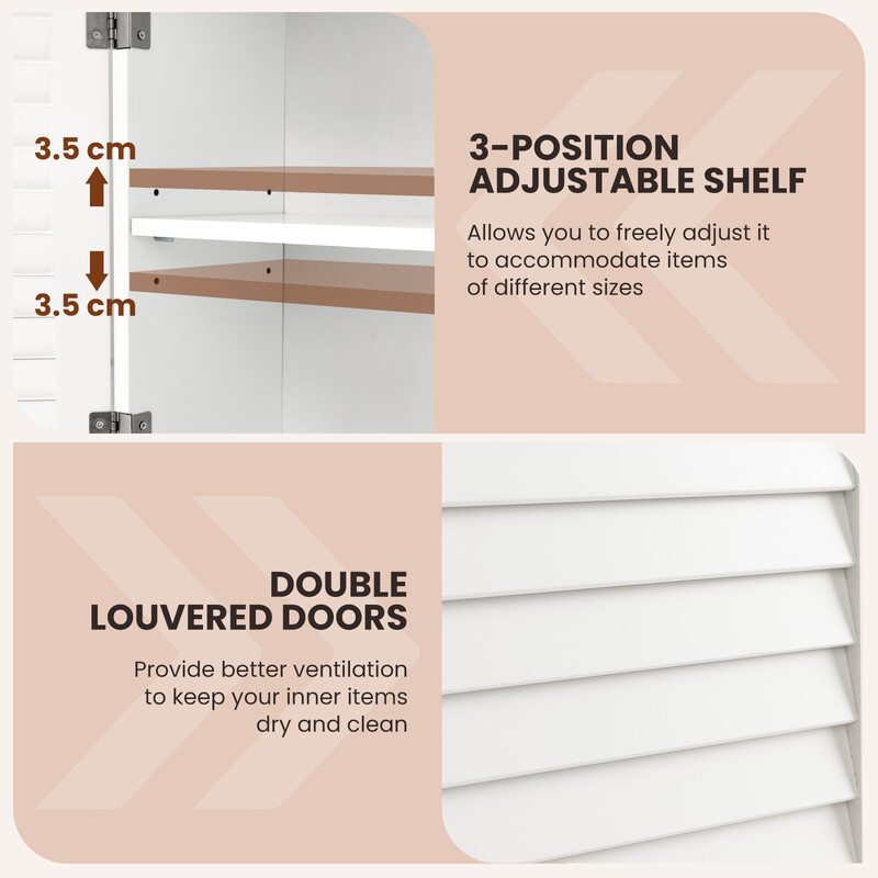 Väggskåp hängande medicinskåp med lamelldörrar och justerbar hylla 58 x 22 x 75 cm vit