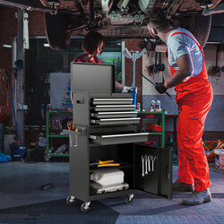 2-i-1 verktygsvagn med avtagbar låda och justerbar hylla, 100 kg kapacitet